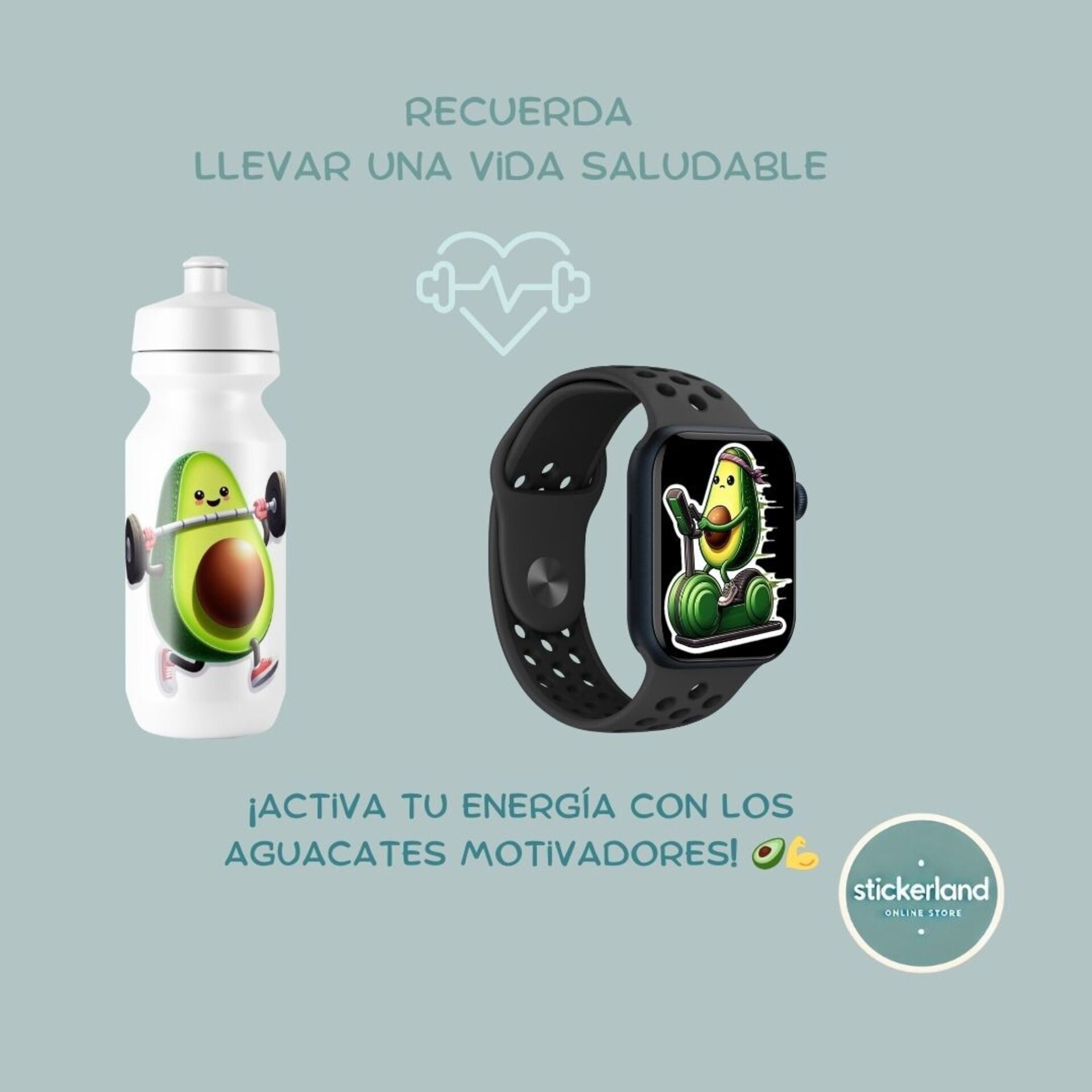 Pack de 20 stickers de motivadores de aguacates deportistas - 2