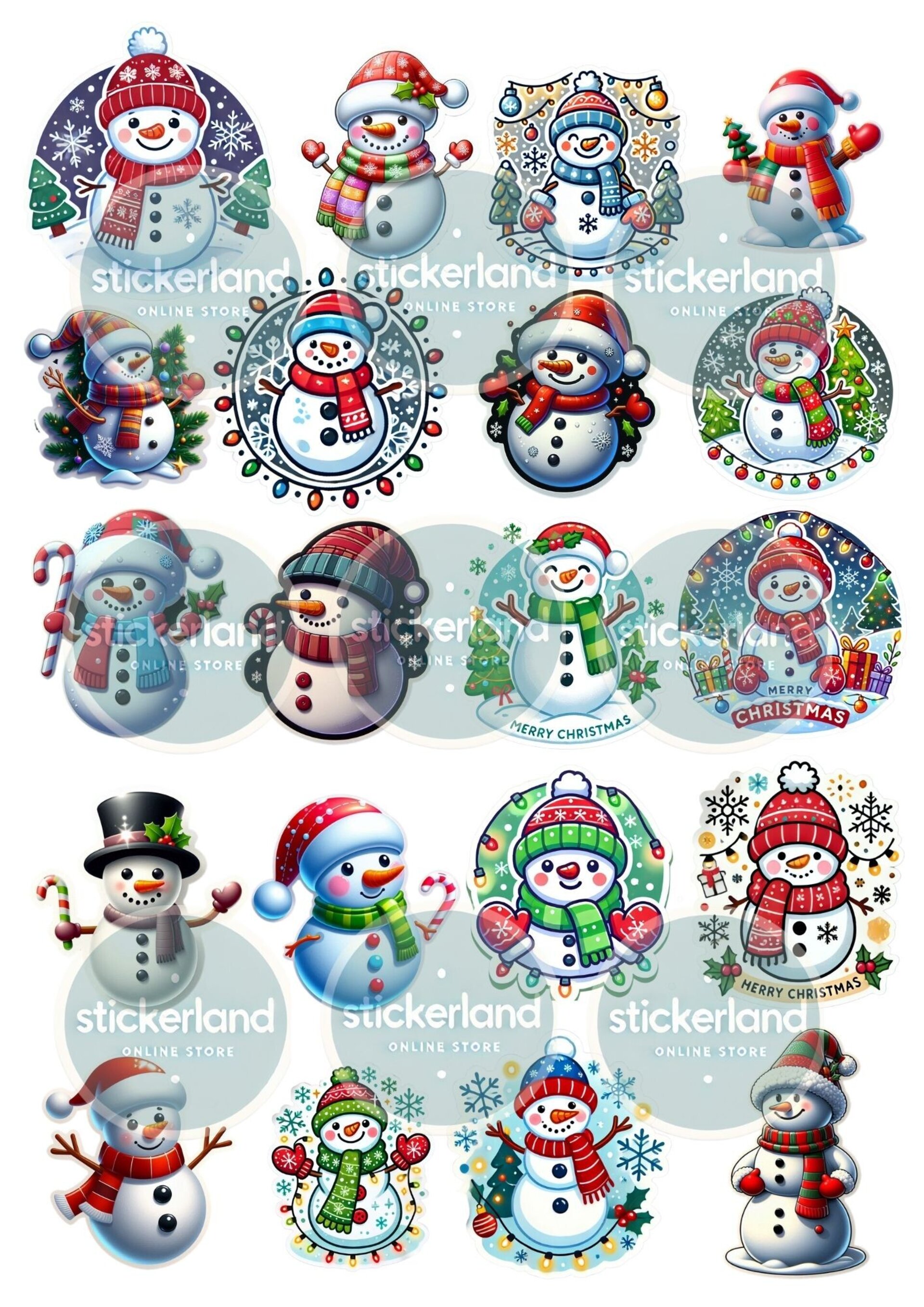 Pack digital 20 stickers de muñecos de nieve - 2