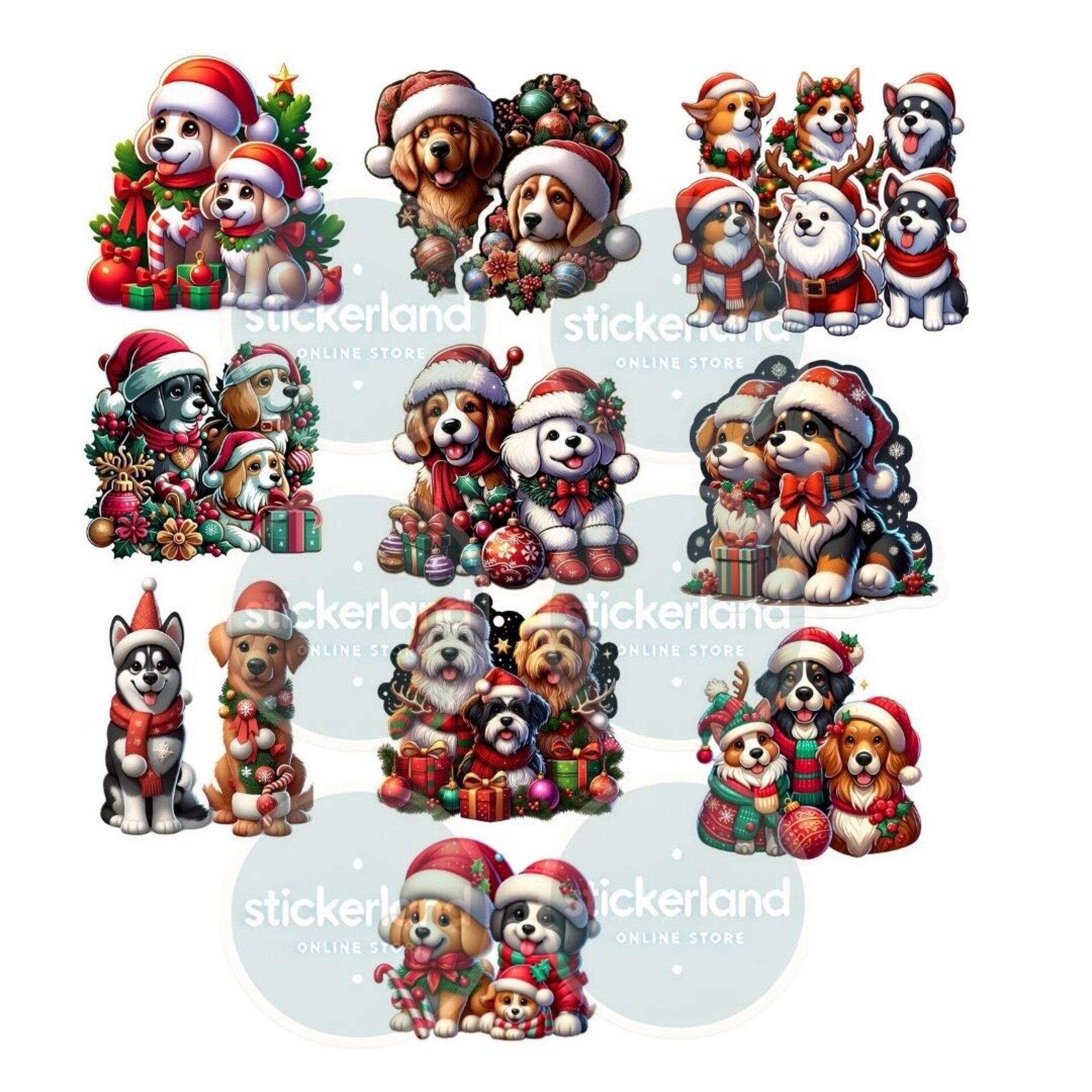 Pack digital 10 stickers perritos navideños - 2