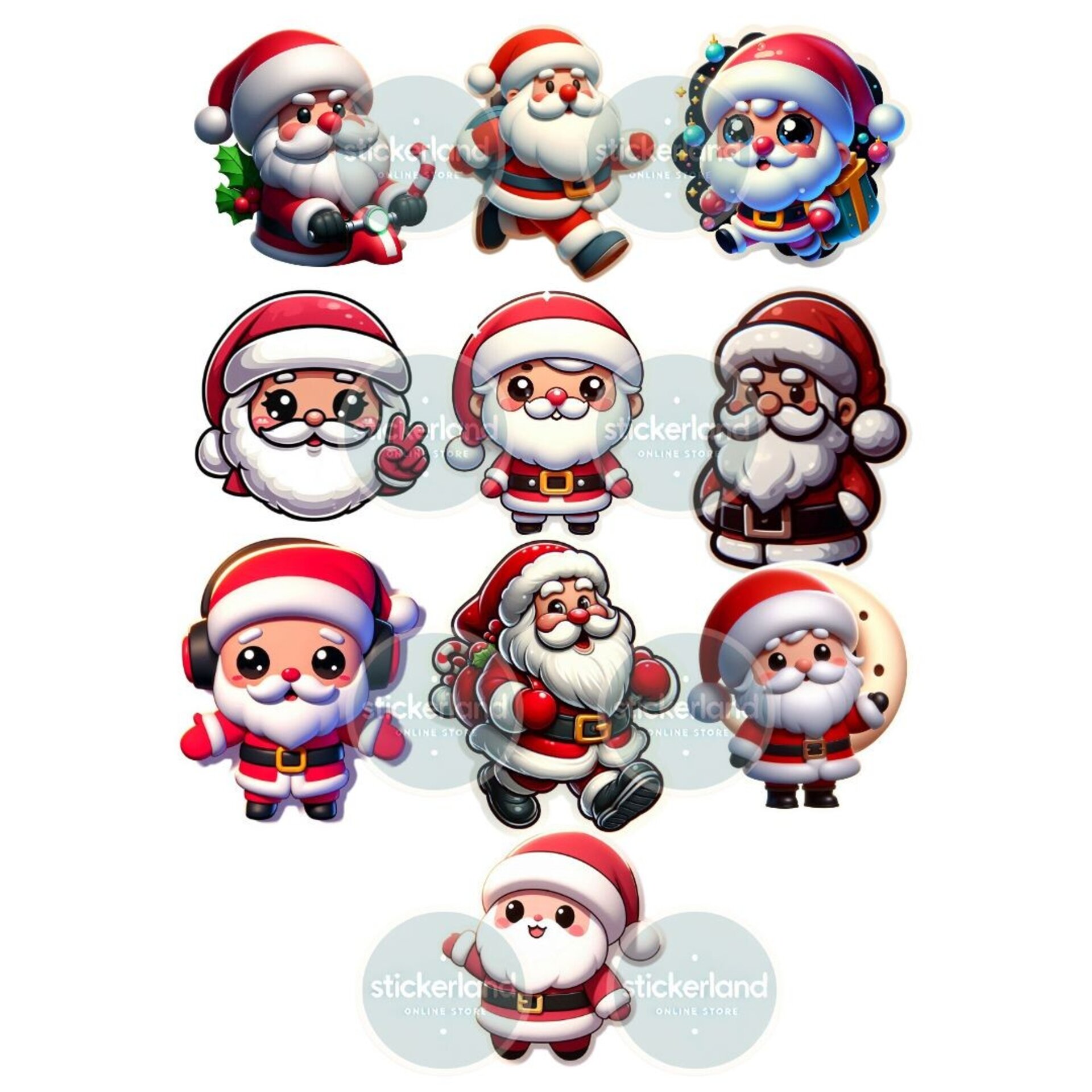 Pack de 10 Stickers de Papá Noel Adorables - 2